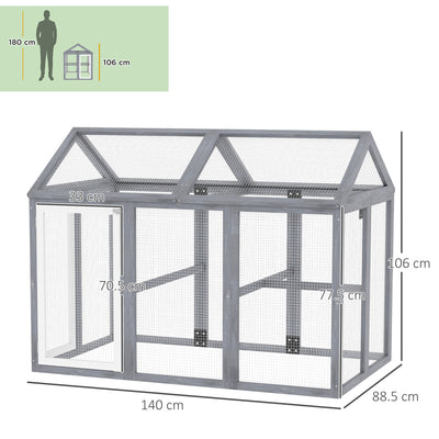 PawHut Large Chicken Run, Wooden Chicken coop, with Combinable Design - Wood Effect 