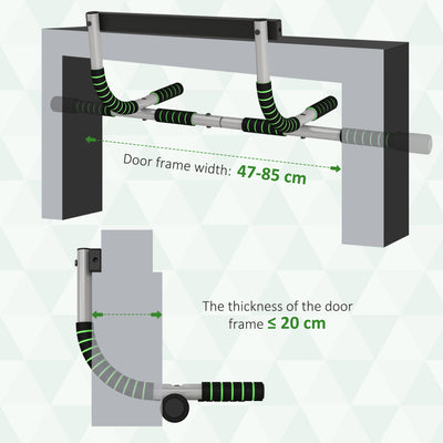 HOMCOM Pull-Up Bar for Doorway, Home Fitness Door Horizontal Push up Bar for Indoor Gym Upper Body Workout, Green 
