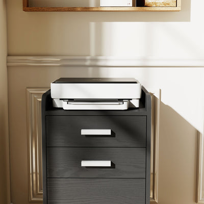 HOMCOM 3 Drawer Filing Cabinet, Rolling File Cabinet with Edged Top for Letter, A4 Size, Hanging File Folders, Black 