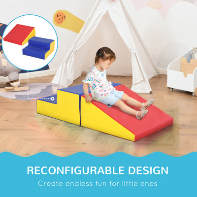 HOMCOM 2-Piece Soft Playset for Toddlers, Climbing, Crawling, For ages 12-36 Months, Red 