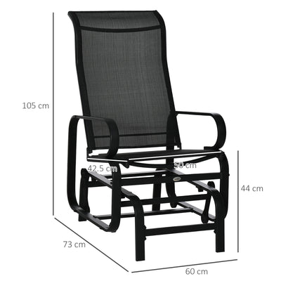 Outsunny Outdoor Gliding Rocking Chair with Sturdy Metal Frame Garden Comfortable Swing Chair, Black 