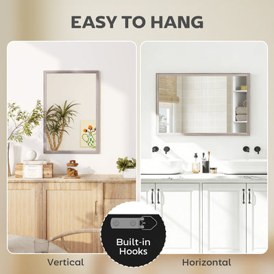 HOMCOM Wall Bathroom Mirror, 40 x 60 cm Wall-Mounted Mirror for Living Room, Bedroom, Hallway, Grey 
