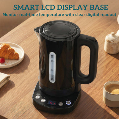 HOMCOM Electric Kettle, 1.7L, Fast Boil, 3kW Water Kettle with UK Strix Thermostat, Keep Warm Function, LCD Base, Black 