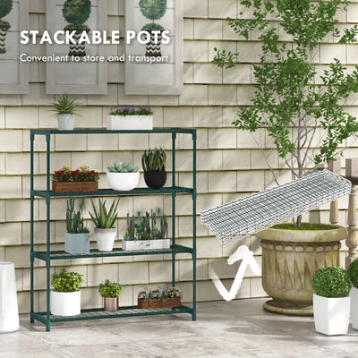 Outsunny Four-Tier Steel Plant Shelf - Black 