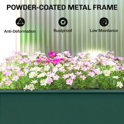 Outsunny Raised Planter, Metal Raised Garden Bed on Legs with Drainage Hole and Foot Covers, Green 