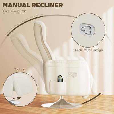 HOMCOM 10-Point Massage Recliner Armchair - Cream 