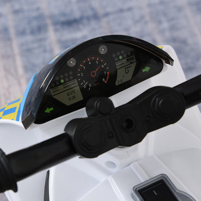 HOMCOM Kids Ride-On Police Bike 3-Wheel Vehicle w/ Music Lights Safe Seat Handlebars Toddler NO POWER Child Learning Fun Development 18-36 Months Blue 