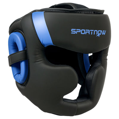 SPORTNOW Boxing Headguard, Boxing Headgear Helmet with Adjustable Strap for Full Face Protection for Kickboxing Sparring Martial Arts Karate Taekwondo, Blue 