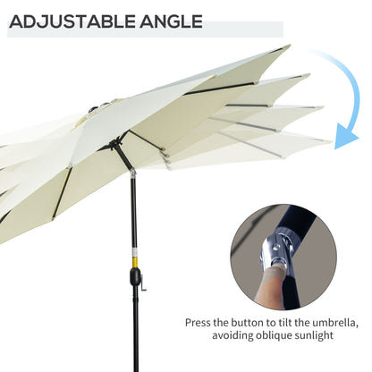Outsunny 3(m) Tilting Parasol Garden Umbrellas, Outdoor Sun Shade with 8 Ribs, Tilt and Crank Handle for Balcony, Bench, Garden, Beige 