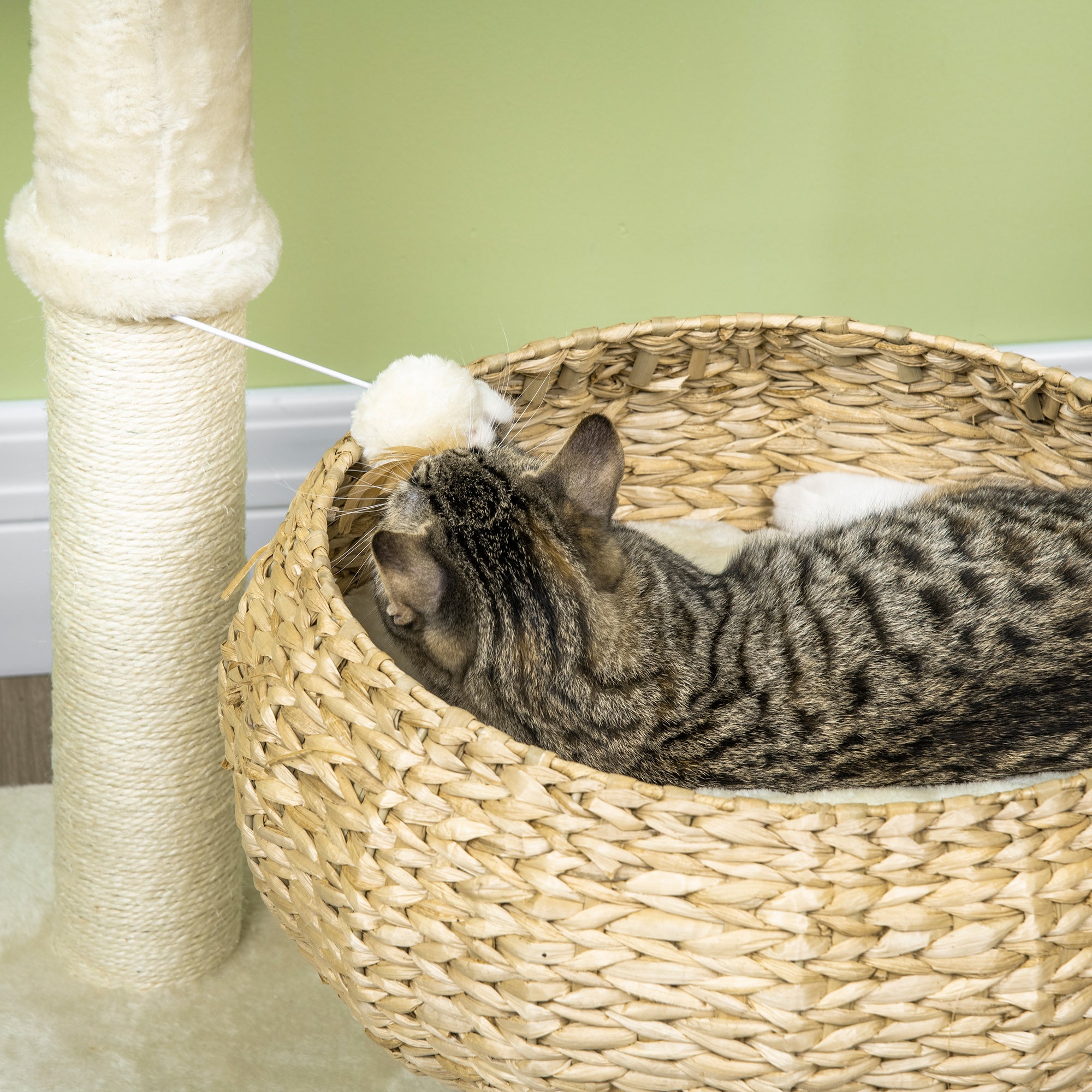 PawHut 72cm Cat Tree Kitten Tower, with Sisal Scratching Post, Two Beds, Toy Ball 