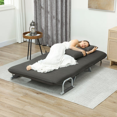 HOMCOM Two-Seater Click-Clack Sofa Bed - Charcoal Grey 