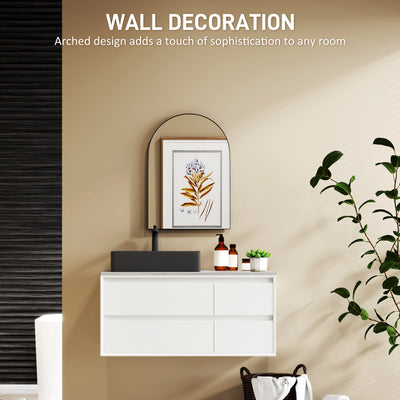 HOMCOM 50 x 70cm Arched Home Mirror - Black 