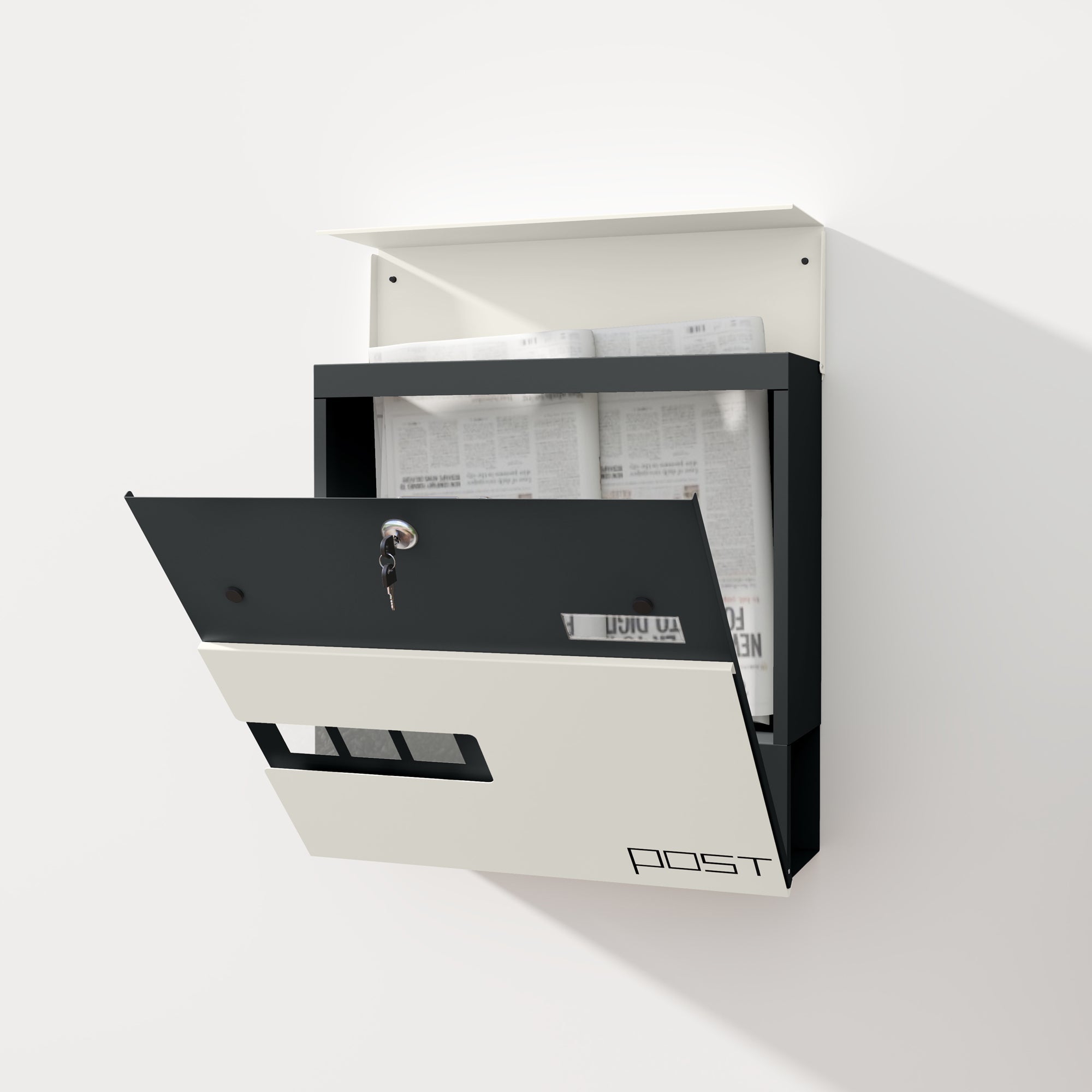 HOMCOM Locking Galvanised Steel Letterbox - White/Black 