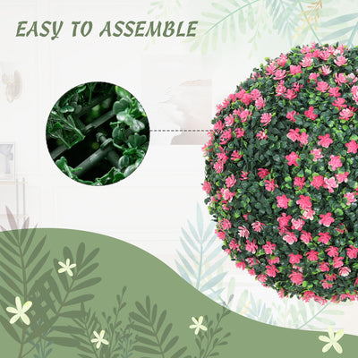 HOMCOM Set of Two Artificial Boxwood Balls Plants - Pink 