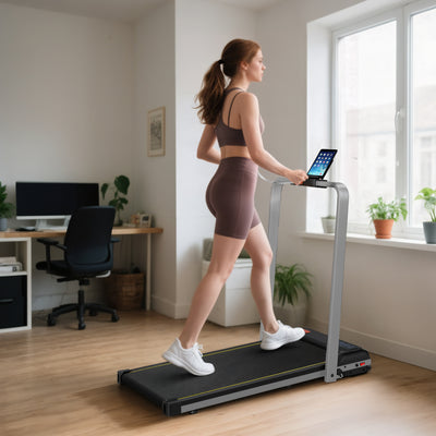 SPORTNOW Folding Walking Treadmill, Under Desk Walking Pad with Incline, Silver Tone 