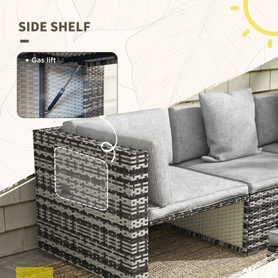 Outsunny Seven-Piece Rattan Patio Furniture Set, with Cushions - Grey 
