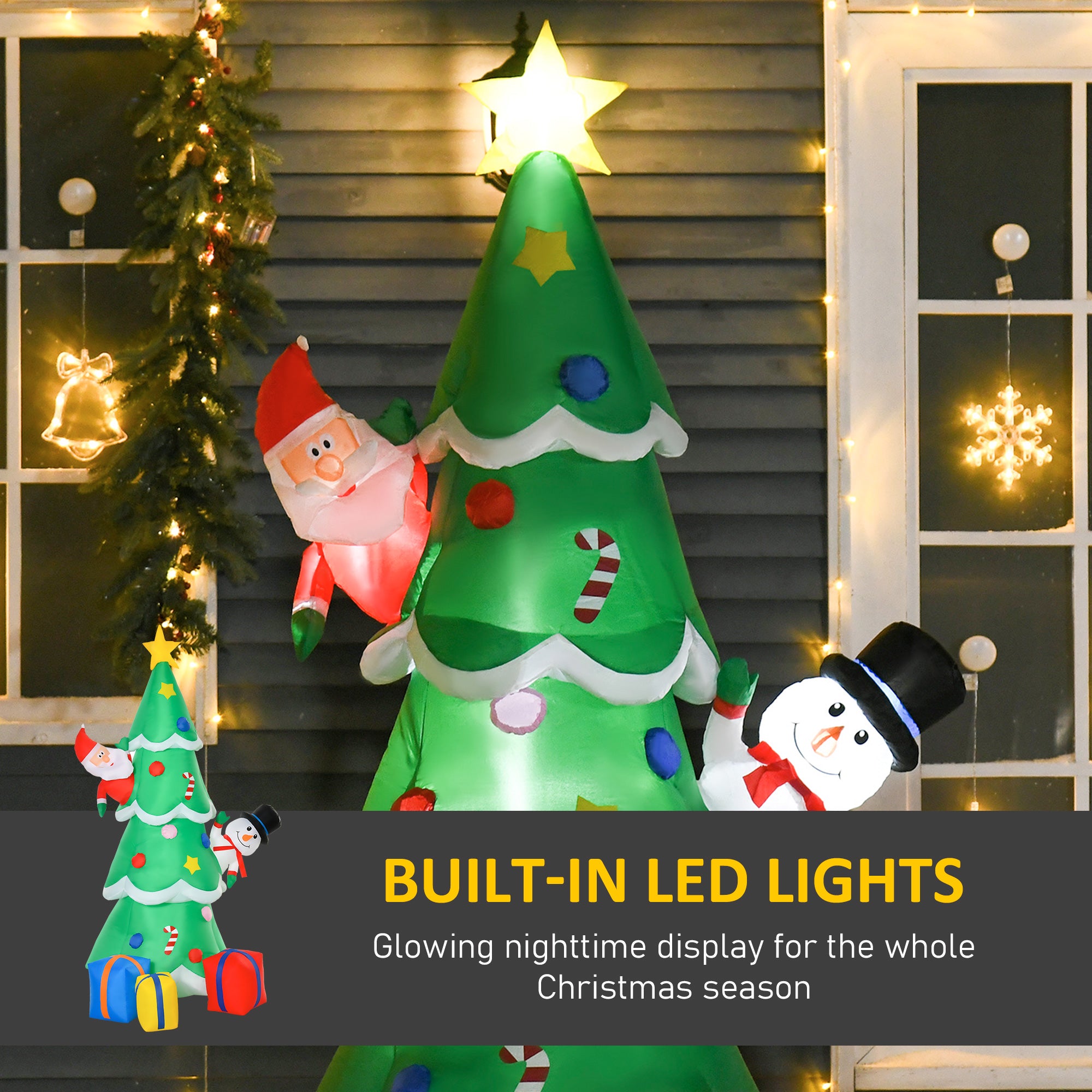 HOMCOM 7FT Christmas Inflatable Tree LED Lighted for Indoor Outdoor Decoration 