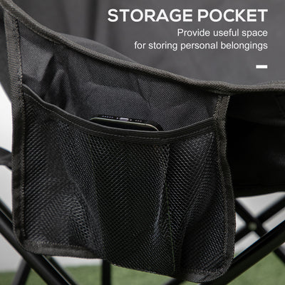 Outsunny Camping Chair, Lightweight Folding Chair with Carrying Bag and Storage Pocket, Perfect for Festivals, Fishing, Beach and Hiking, Black 