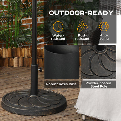 Outsunny 18kg Resin Garden Parasol Base, Round Outdoor Market Umbrella Stand Weight for Poles of \'ce\'a638mm to \'ce\'a648mm, Bronze