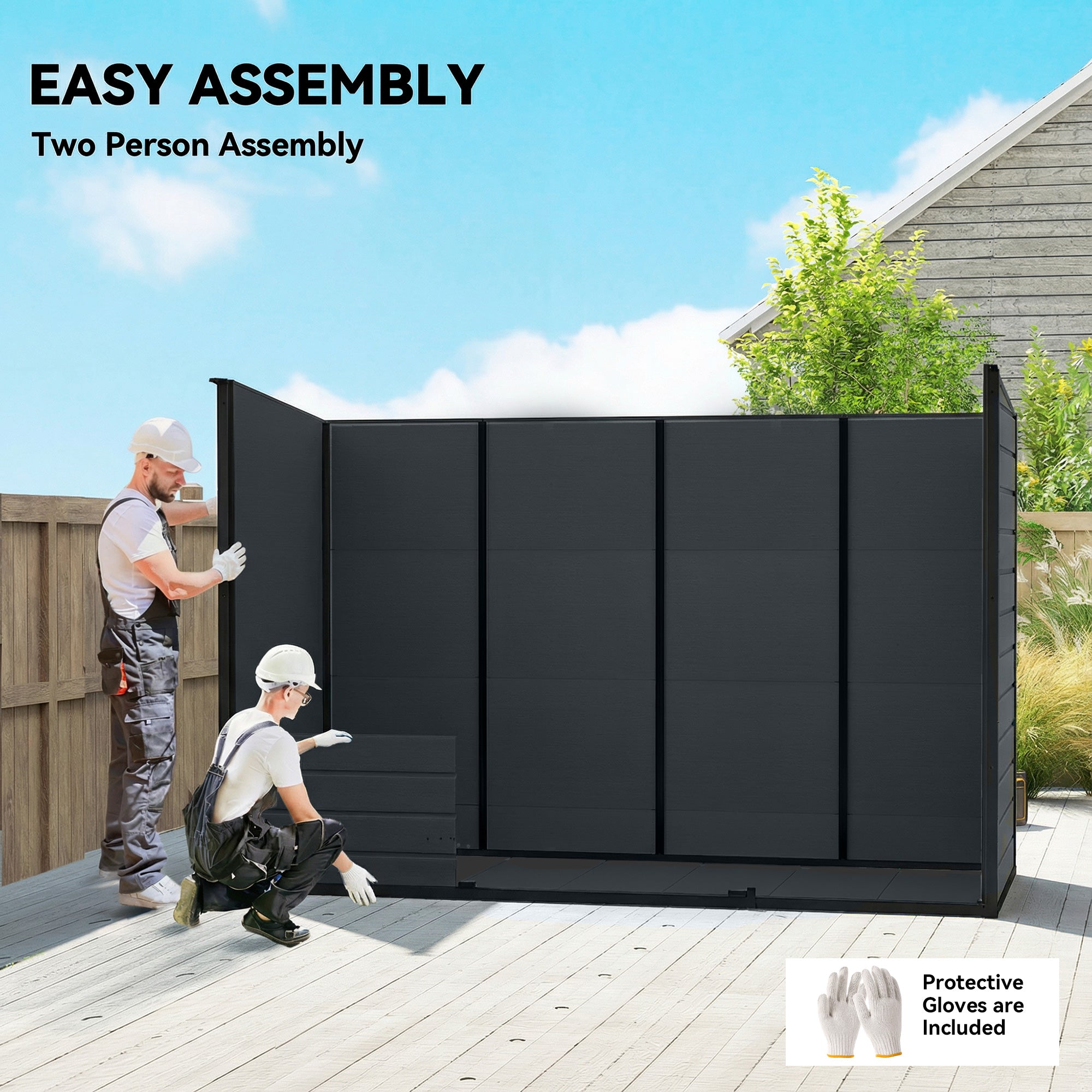 Outsunny 10 x 4 ft Resin Garden Shed, Outdoor Storage Shed with Floor, Windows, Lockable Doors and Vents, Dark Grey 