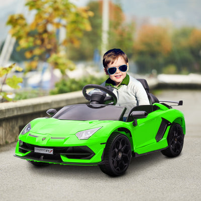 HOMCOM Lamborghini Licensed 12V kids Electric Car w/ Butterfly Doors, Remote, Music, Horn, Suspension - Green 