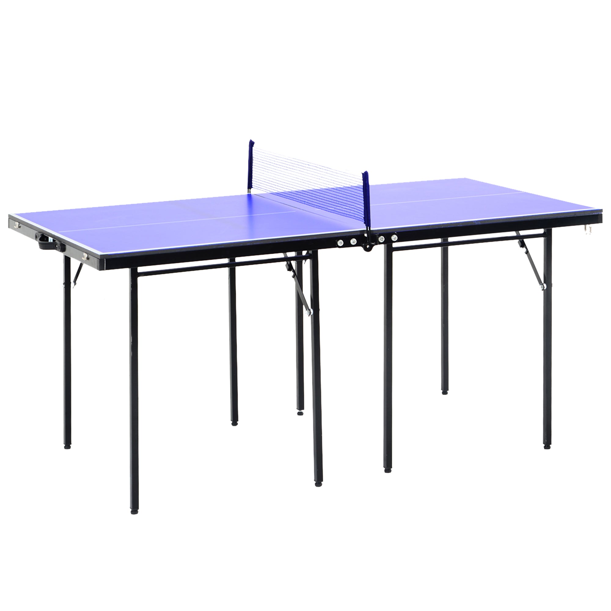 HOMCOM Folding 5ft Mini Compact Table Tennis Top Ping Pong Table Set Professional Net Games Sports Training Play Blue 