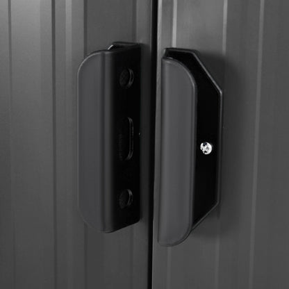 Outsunny 7 x 4ft Outdoor Storage Shed with Foundation Kit, Lean to Metal Garden Shed for Log, Rubbish Bin, Tool, Lawnmower, Bike, Patio and Lawn Use, Black 