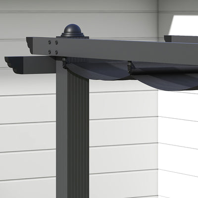 Outsunny 3 x 3m Aluminium Pergola, with Retractable Roof - Dark Grey 