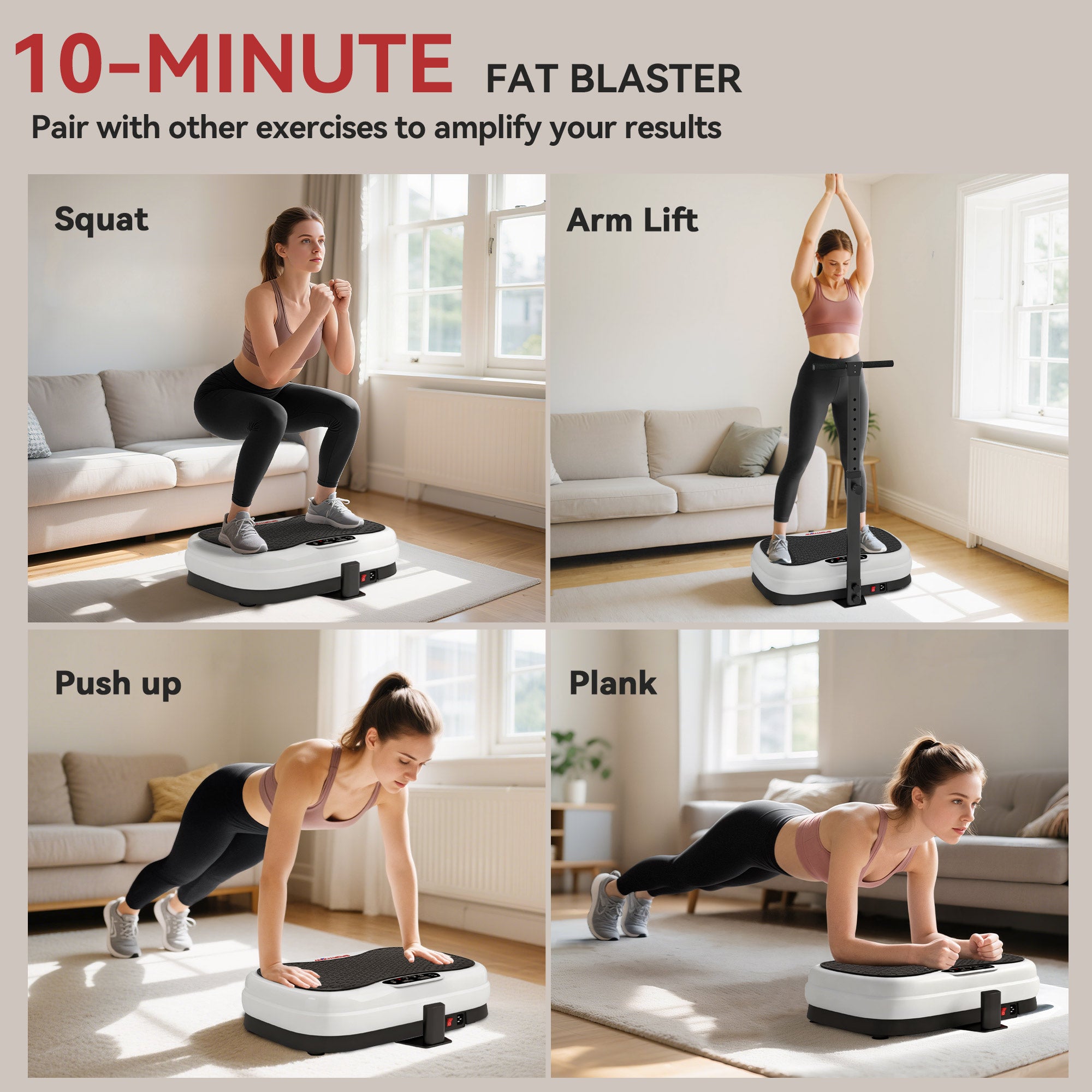 SPORTNOW Vibration Plate, with Adjustable/Removable Handle, Preset Modes, 50 Speeds 