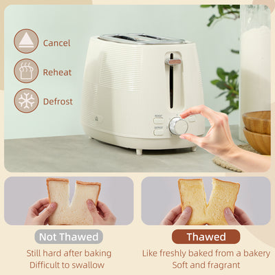 HOMCOM Kettle and Toaster Set, 1.7L 3000W Fast Boil Kettle & 2 Slice Toaster Kitchen Set with 7 Level Browning Controls, Defrost, Reheat, Boil-dry Protection, Cream White 