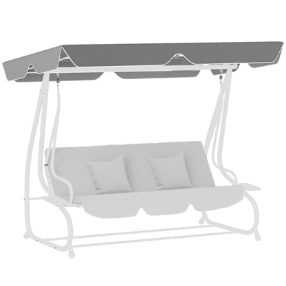 Outsunny Garden Swing Canopy Replacement 3 Seater, Waterproof Garden Swing Seat Canopy Cover, Windproof Anti-UV Sun Shade (Canopy Only) for Patio, Balcony, Dark Grey 