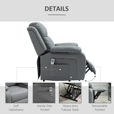 HOMCOM Electric Power Lift Recliner Chair Vibration Massage Reclining Chair with Remote Control and Side Pocket, Grey 