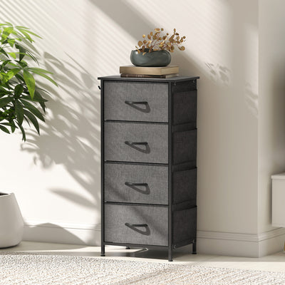 HOMCOM Chest of Four Fabric Drawers - Charcoal Grey 