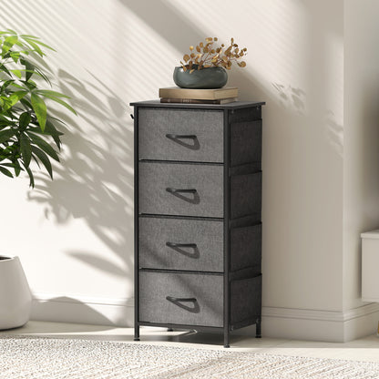 HOMCOM Chest of Four Fabric Drawers - Charcoal Grey