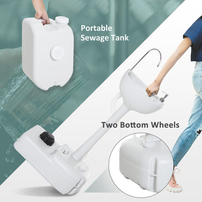 Outsunny Portable Toilet and Camping Sink Set with Fresh and Waste Tank, Wastewater Recycled Set for Outdoor Events 