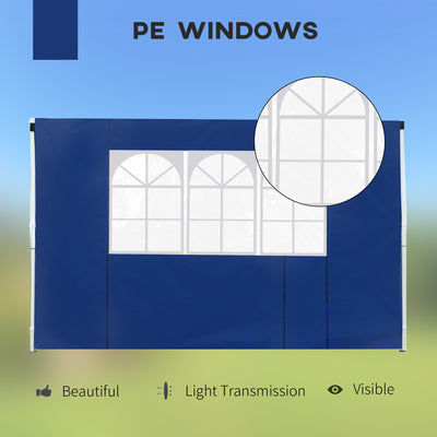 Outsunny 3 Meters Gazebo Replaceable Exchangeable Side Panel Wall Panels Walls With Window, Blue 