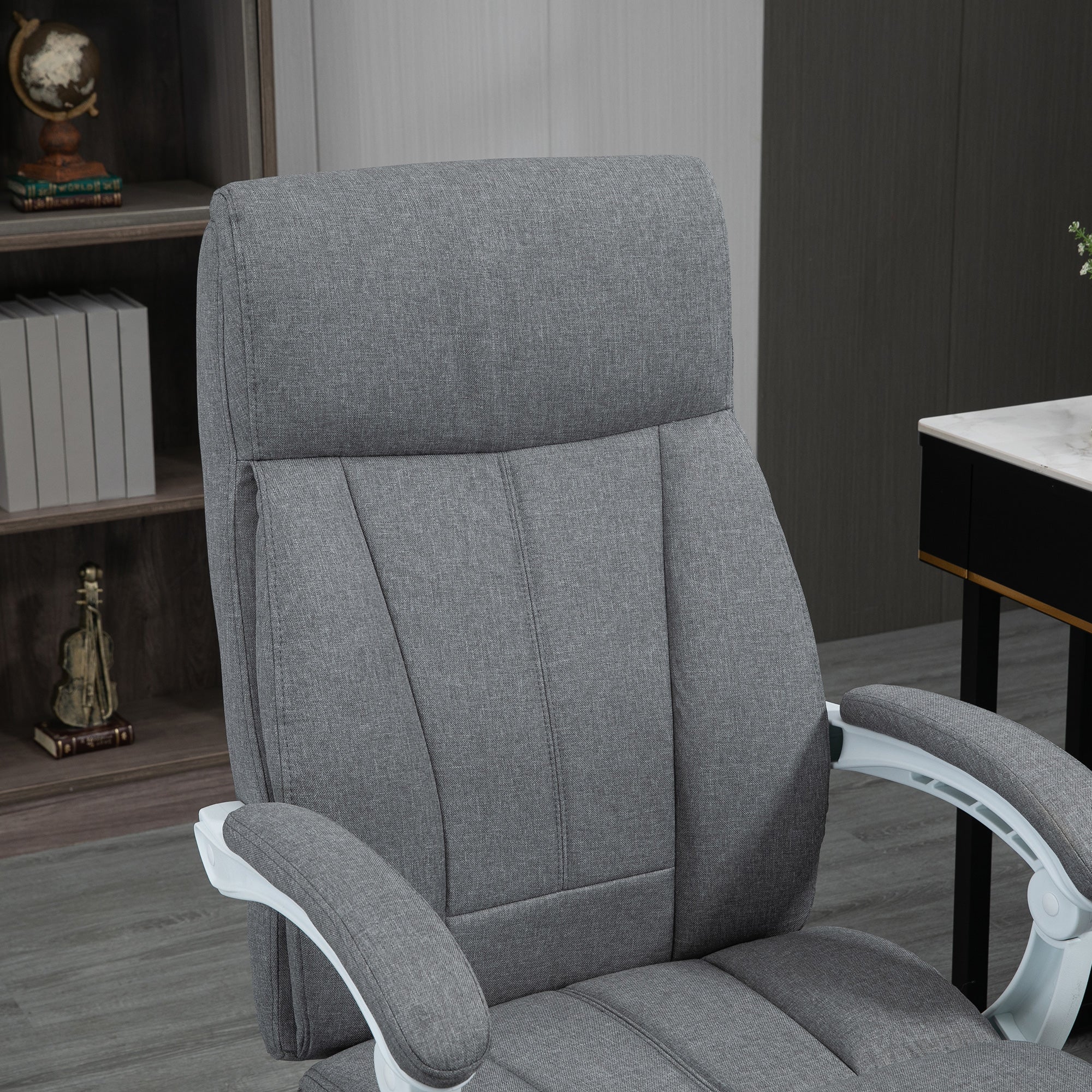 Vinsetto Office Chair, Ergonomic Desk Chair, Fabric Work Study Chair with 155\'c2\'b0 Reclining Back and Footrest, Adjustable Height and Swivel Wheels, Grey
