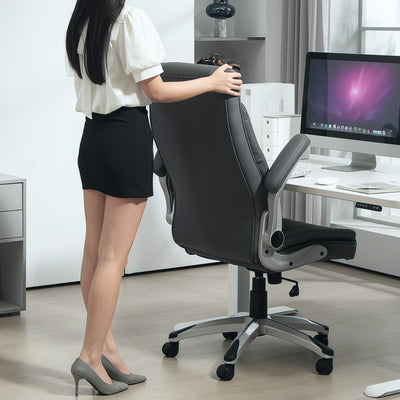 Vinsetto Faux Leather Executive Swivel Office Chair - Dark Grey 