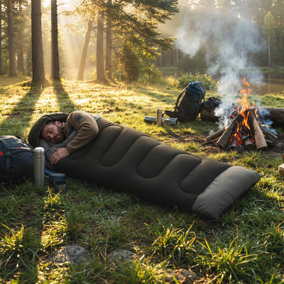 Outsunny Sleeping Bag for Adults, Lightweight & Compact Sleeping Bag, 3 Seasons, Black 