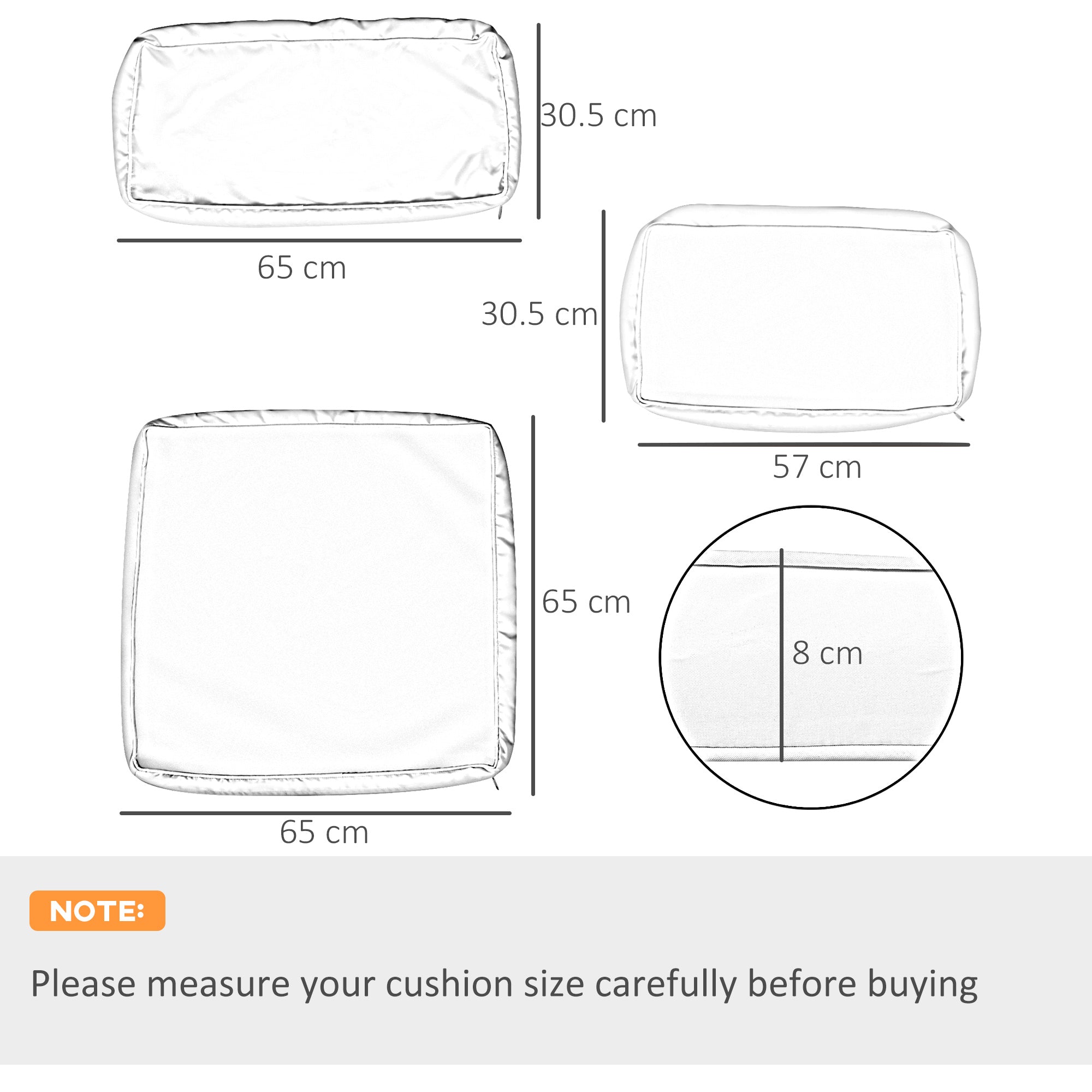Outsunny 14 Pcs Outdoor Cushion Set - Beige 