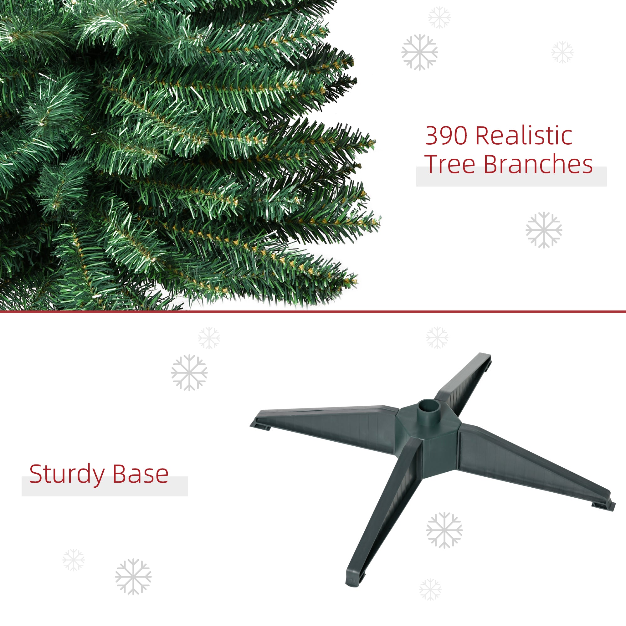 HOMCOM 6ft Unlit Artificial Christmas Tree, Pencil Slim Xmas Tree with Solid Stand and Realistic Branches, Green 