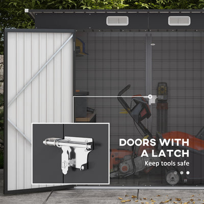 Outsunny 3.7 x 7.9ft Galvanised Steel Shed, with Latched Door and Padlock - Grey 