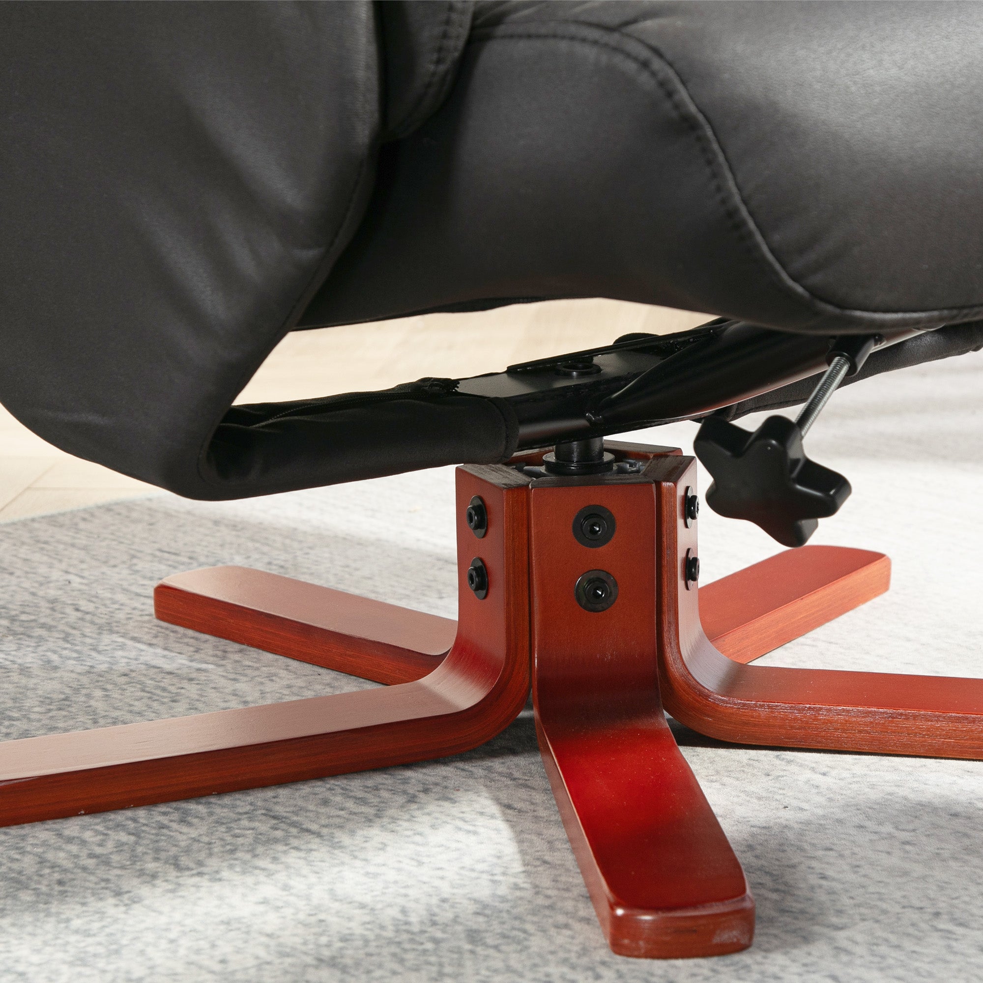 HOMCOM Faux Microfibre Leather Manual Recliner and Footstool Set - Black 