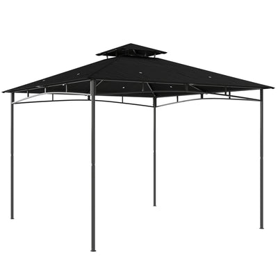 Outsunny 3 x 3 m Gazebo, Garden Gazebo with 2-Tier Roof, Metal Frame, Black 