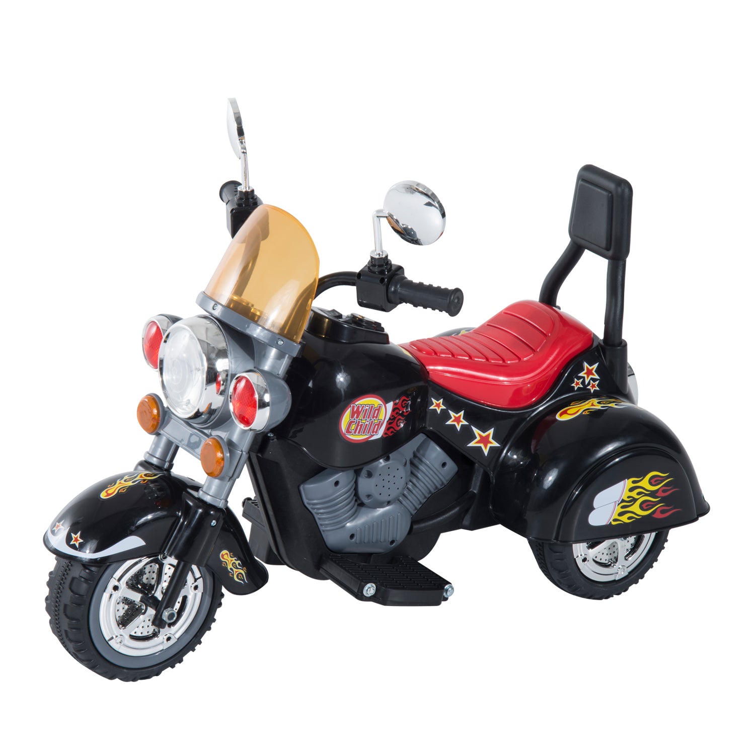 HOMCOM Kids Ride On Toy Car Motorbike Electric Scooter 6V Battery Operated Toy Trike-Black 
