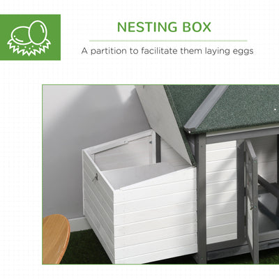 PawHut Chicken Coop Small Animal Pet Cage w/ Nesting Box Outdoor Run Wooden 