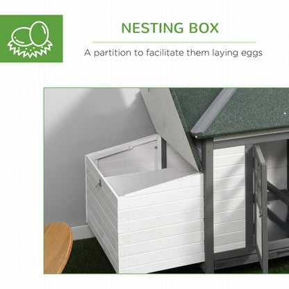 PawHut Chicken Coop Small Animal Pet Cage w/ Nesting Box Outdoor Run Wooden 