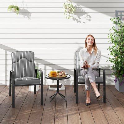 Outsunny 3-Piece Patio Bistro Set, 5-Position Adjustable Recliner Garden Chairs and Tempered Glass Table, Garden Furniture Set with Cushions, High Back, Armrests, Metal Frame for Balcony Patio, Grey 