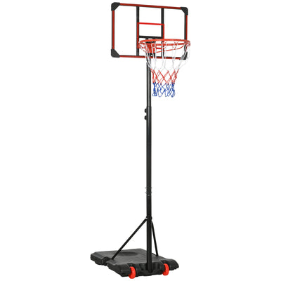 SPORTNOW Height Adjustable Basketball Hoop and Stand with Firm Backboard and Weighted Base, Portable on Wheels, Red 