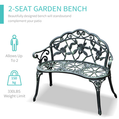 Outsunny Cast Aluminum Garden Bench-Antique Green 